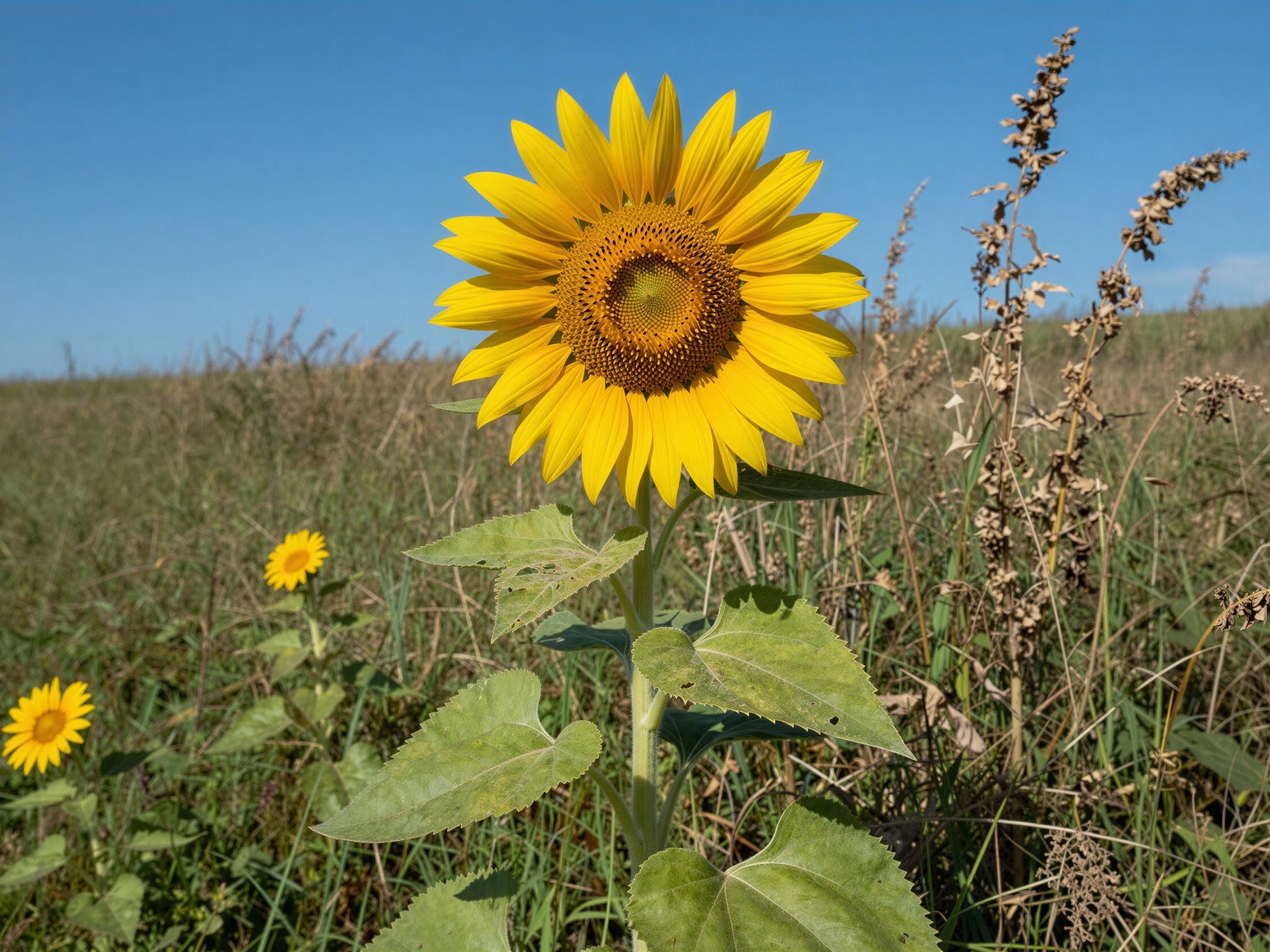 Close-Up of Bright Yellow Sunflower in Field