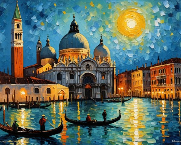 Impressionistic Painting of Venice at Dusk