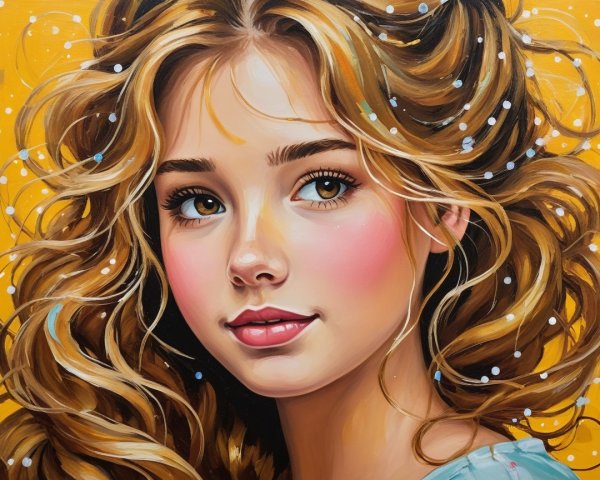 Close-up Portrait of a Young Woman with Curly Hair