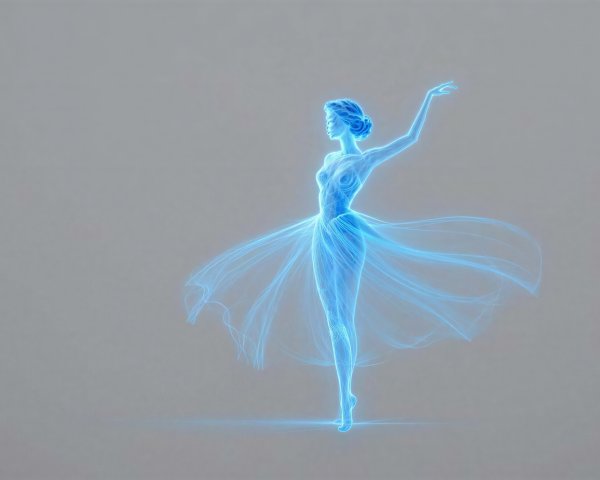 Abstract Ballerina in Dance Pose on Gray Background