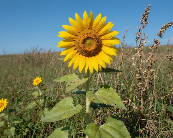 Close-Up of Bright Yellow Sunflower in Field