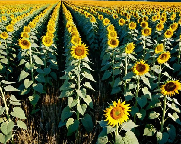 Vast Field of Vibrant Sunflowers Under Clear Sky