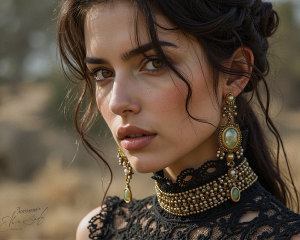 Close-Up Portrait of a Young Woman with Jewelry
