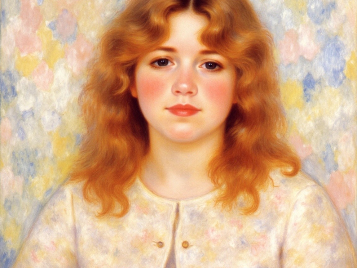 Close-Up Portrait of a Young Girl with Pastel Background