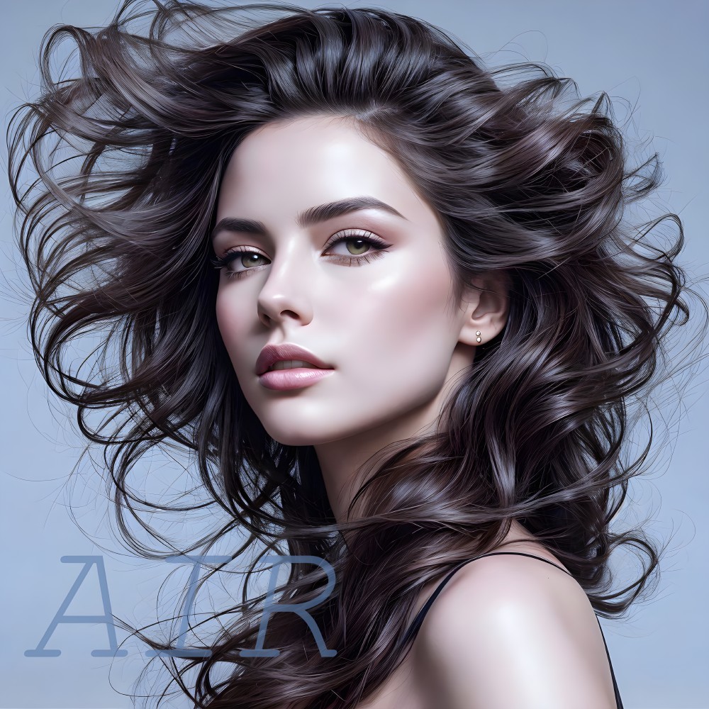 Close-up Portrait of a Serene Woman with Dark Hair