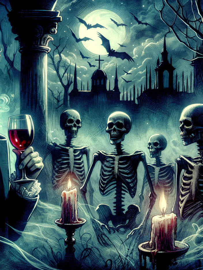Mysterious Figure in Graveyard Under Full Moon