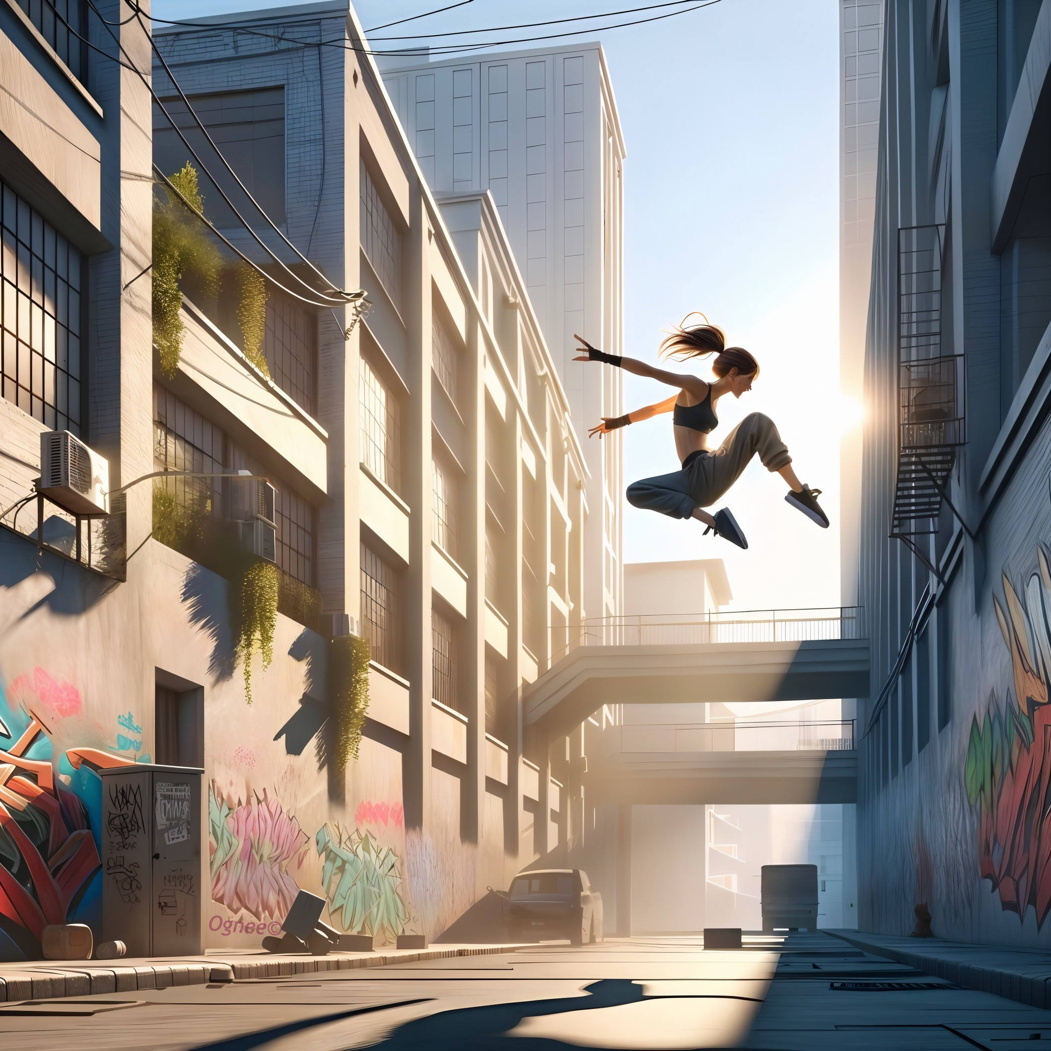 Urban Dance Performance in Vibrant Alleyway Scene