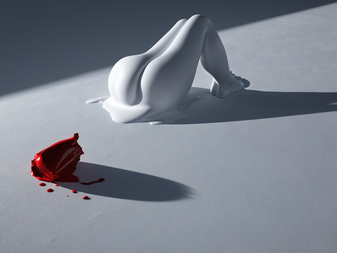 Abstract Photograph of Female Body on Gray Surface