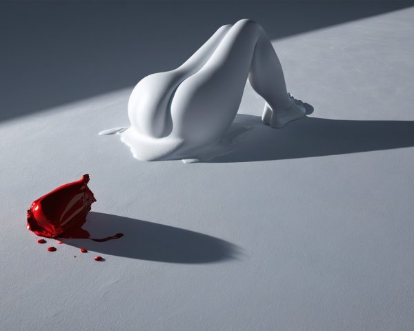 Abstract Photograph of Female Body on Gray Surface