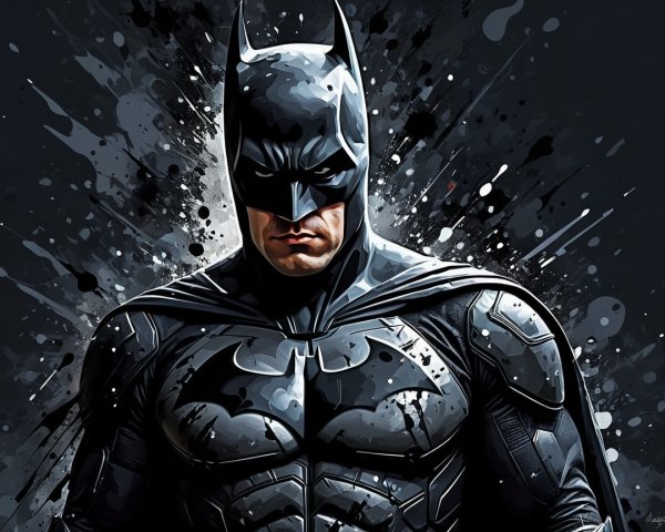 Dramatic Close-Up of Batman in Detailed Bat Suit