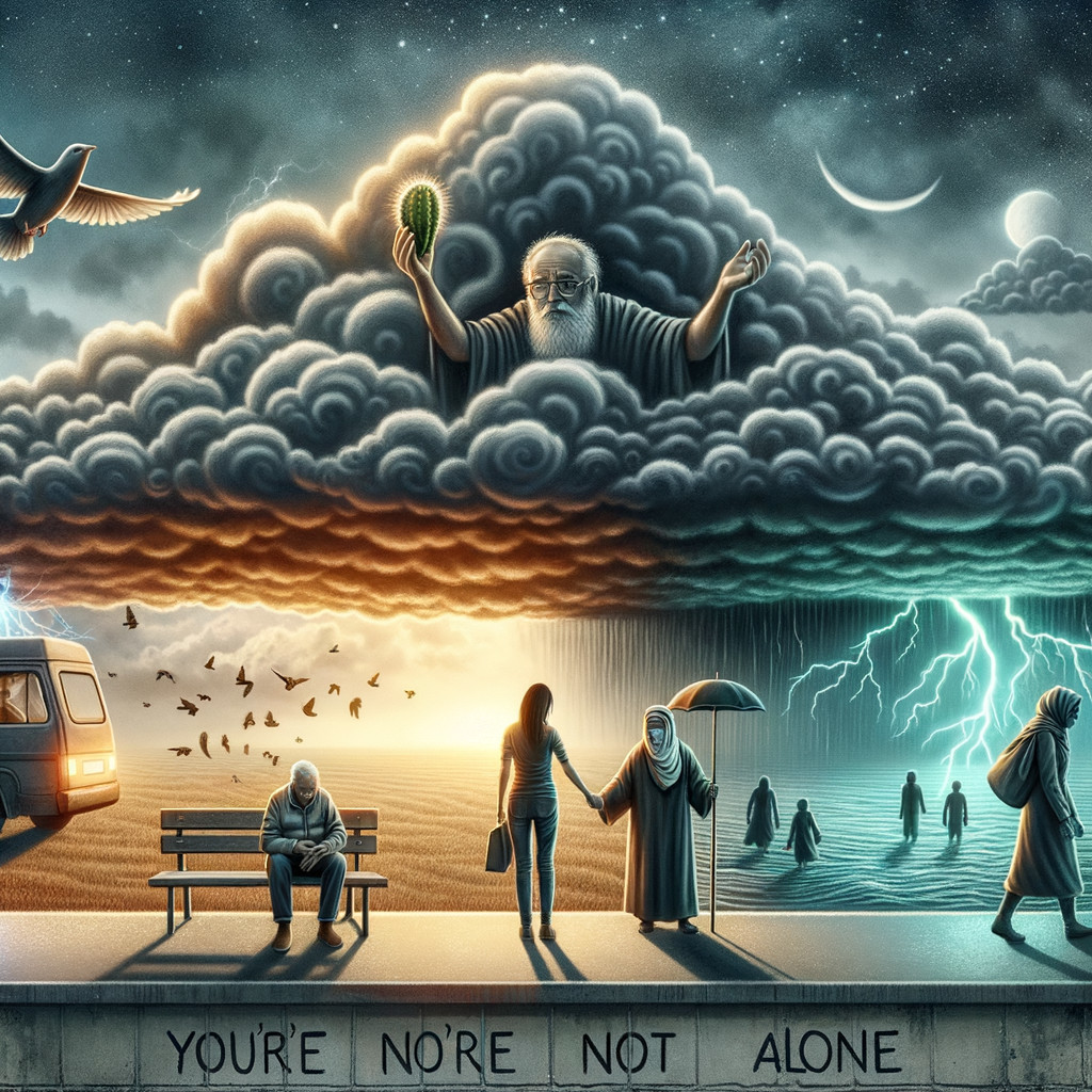 Surreal Scene of Stormy Sky and Serene Landscape