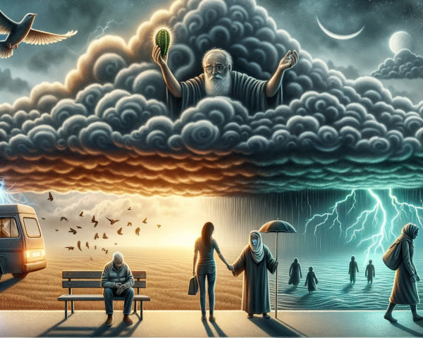 Surreal Scene of Stormy Sky and Serene Landscape