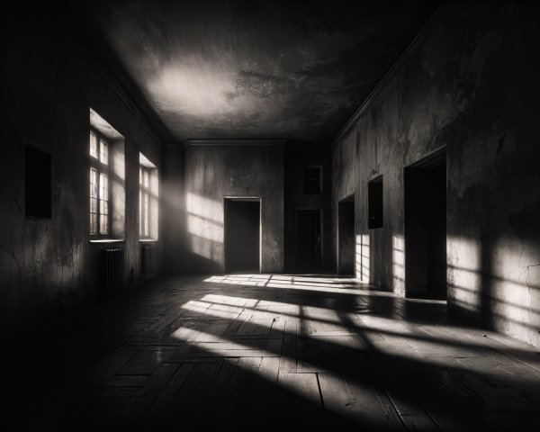 Abandoned Room with Dusty Windows and Eerie Atmosphere