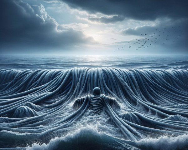 Dramatic Seascape with Tumultuous Waves and Horizon