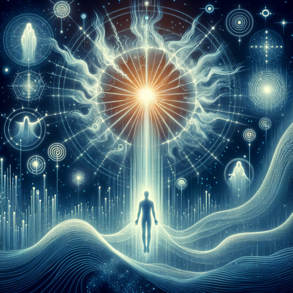 Cosmic Landscape with Energy Waves and Sunburst