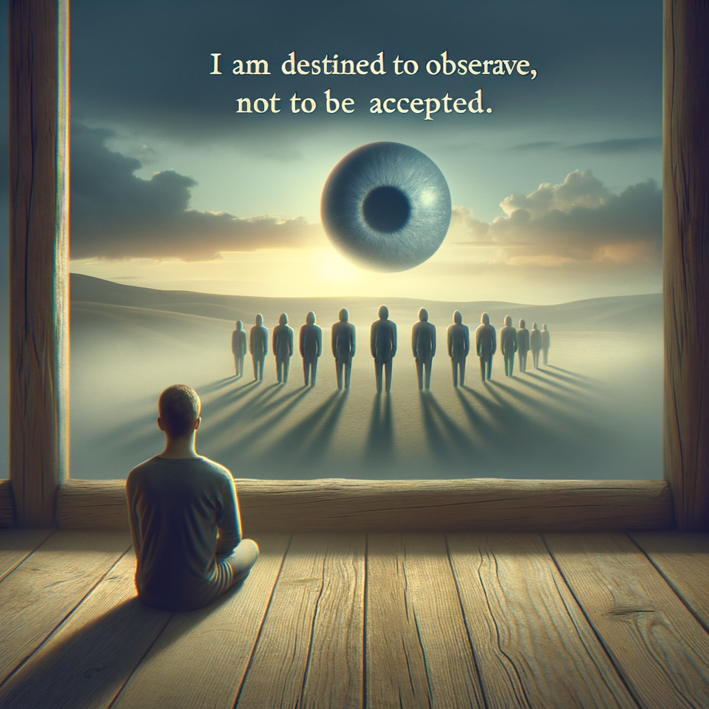 Man in Wooden Room with Desert and Eyeball View