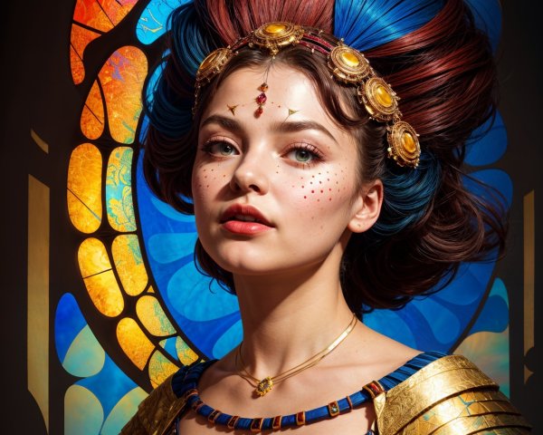 Portrait of a Young Woman with Colorful Hairstyle