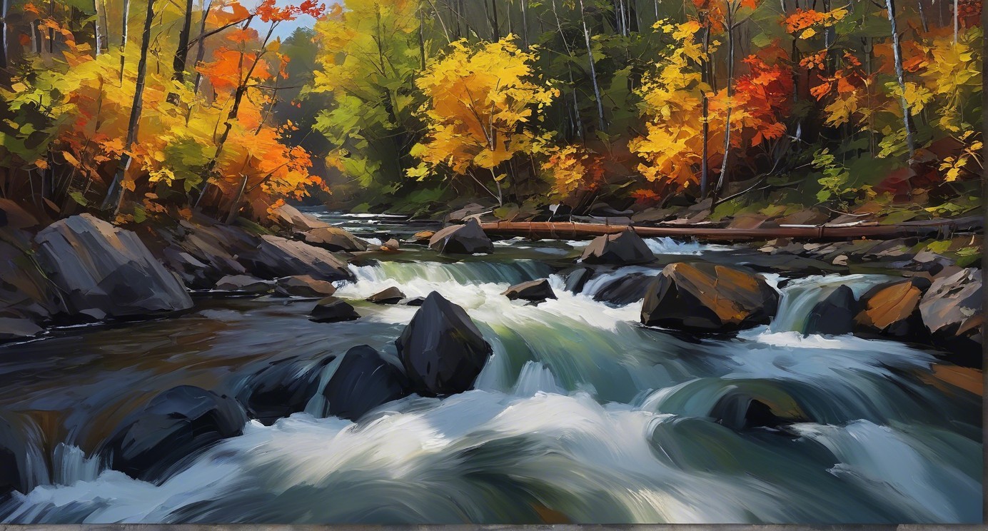 Vibrant Autumn River Scene with Colorful Foliage