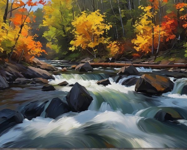 Vibrant Autumn River Scene with Colorful Foliage