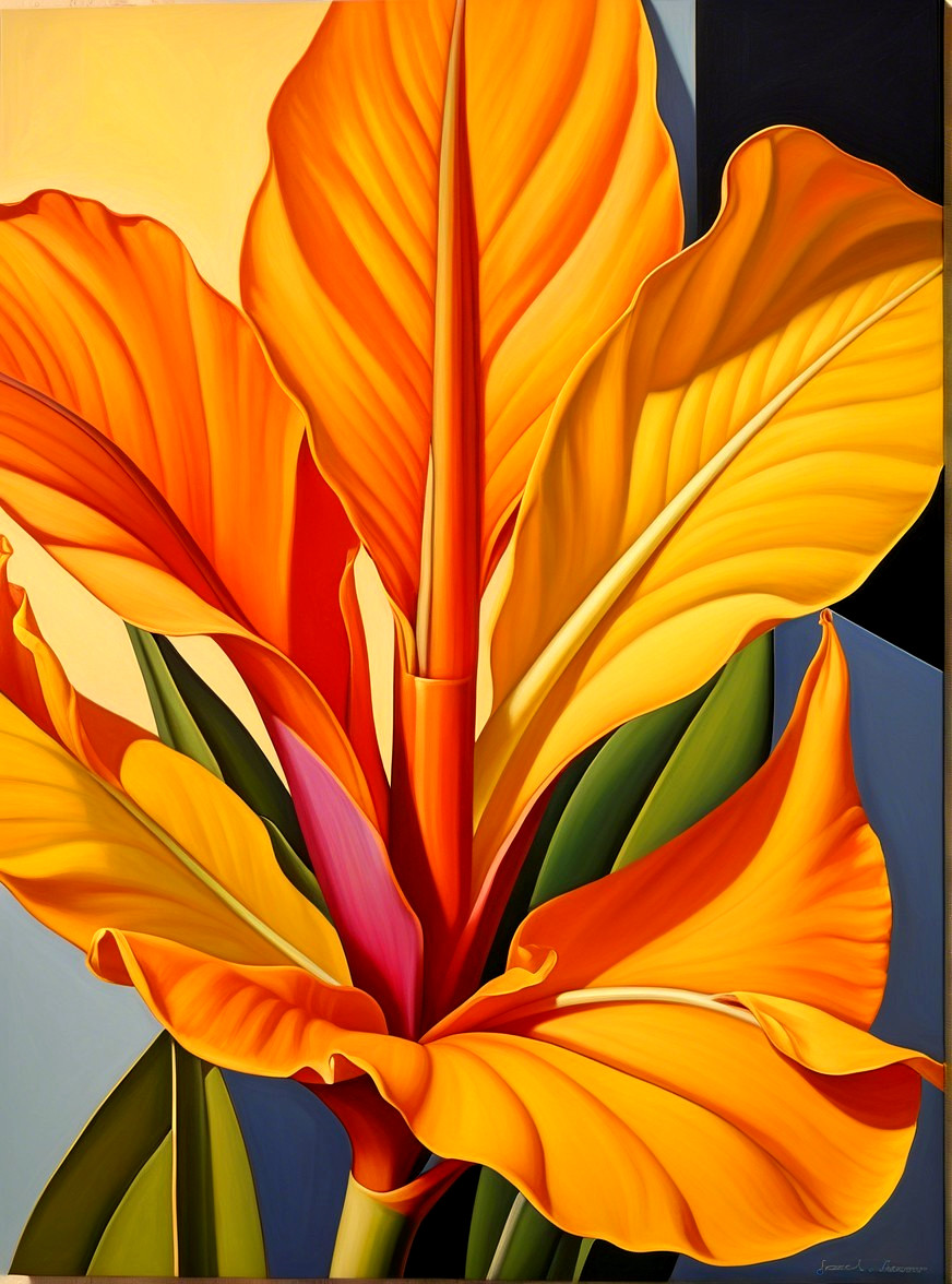 Vibrant Tropical Flower Painting with Bold Colors