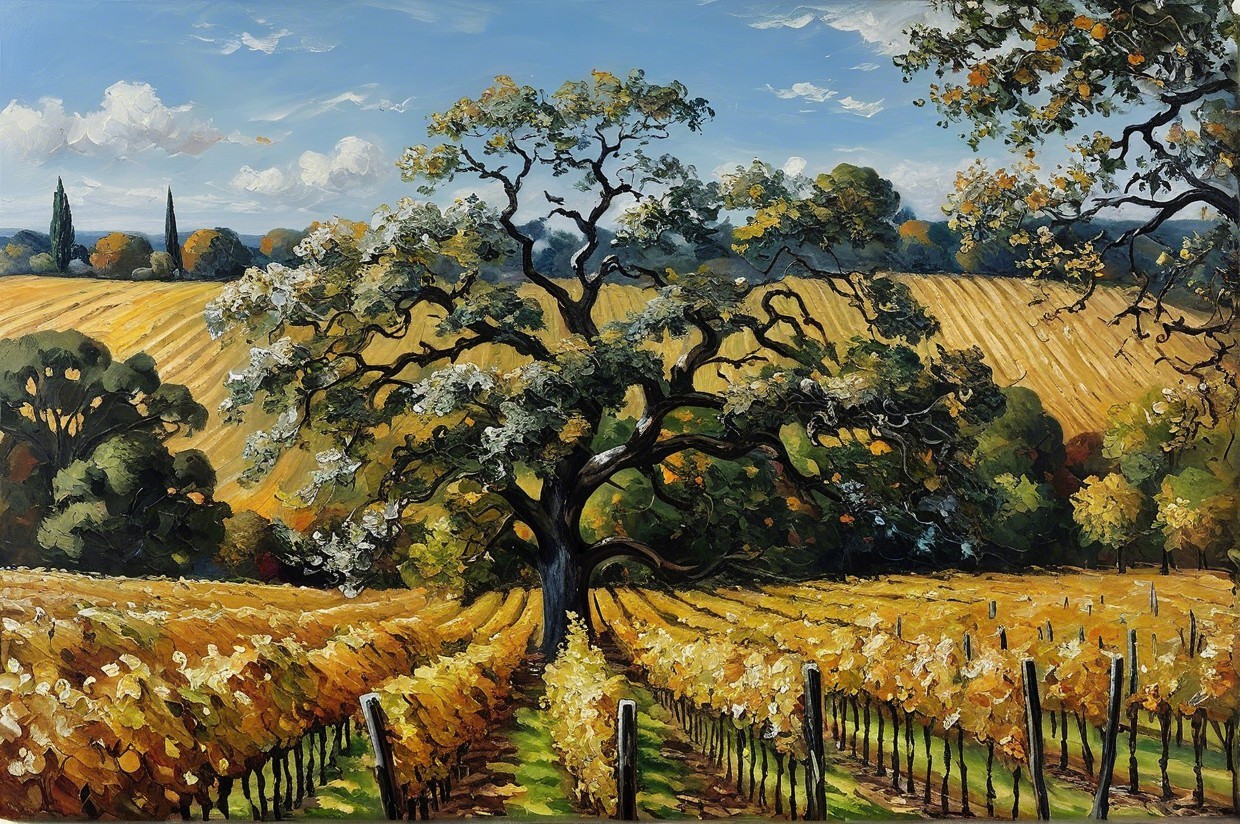 Picturesque Vineyard Landscape with Lush Green Hills