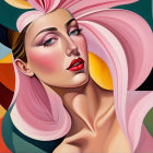 Stylized portrait of a confident woman with pink hair