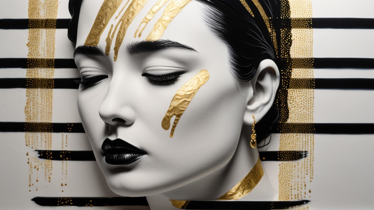 Close-Up of Serene Face with Gold Accents