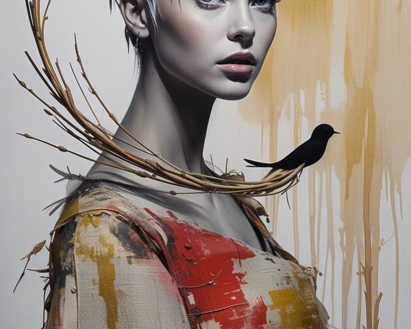 Avant-garde hairstyle and abstract garment design