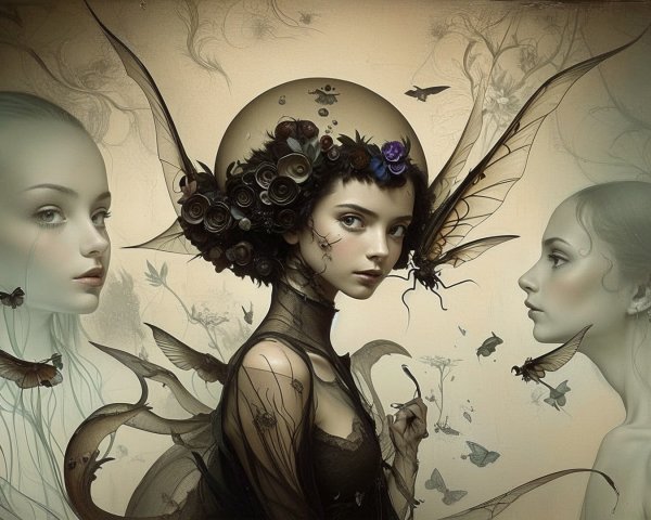 Ethereal Female Figures with Mystical Elements