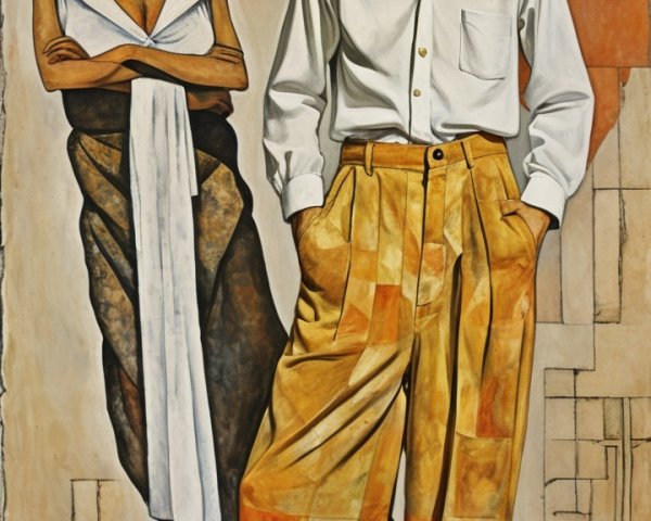 Stylized Male Figure with Abstract Background Elements