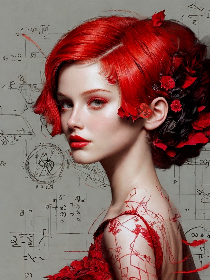Portrait of a Young Woman with Red Hair and Flowers