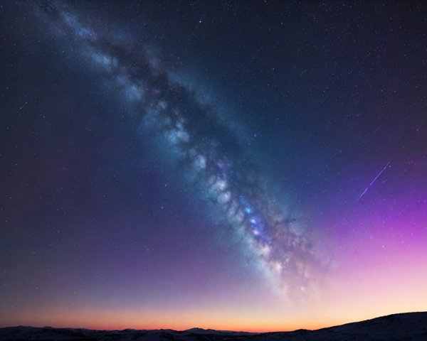 Milky Way Night Sky with Stars and Meteor Display