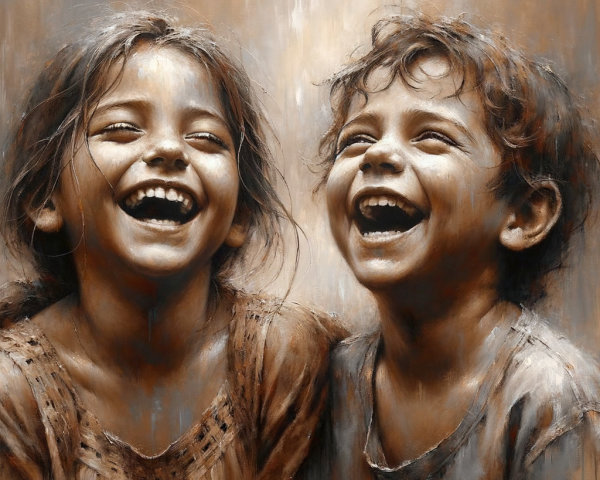 Joyful Children with Expressive Faces and Smiles