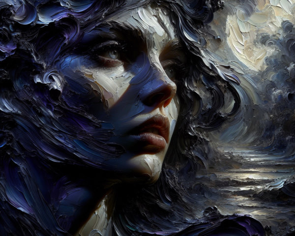 Impressionistic Portrait of a Contemplative Woman