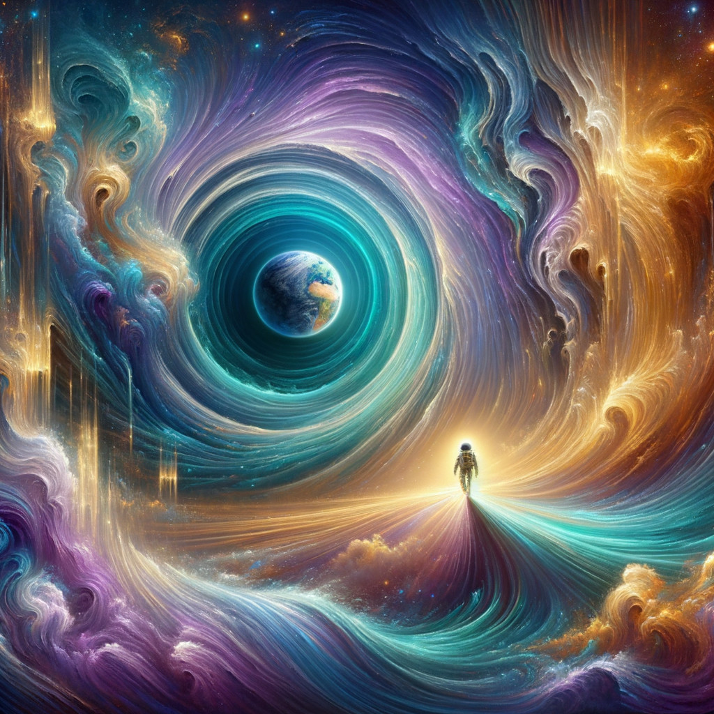 Cosmic Scene with Astronaut and Vibrant Nebula