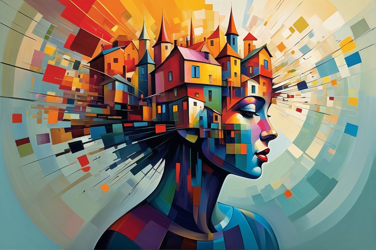 Stylized Profile of a Woman with Geometric Patterns
