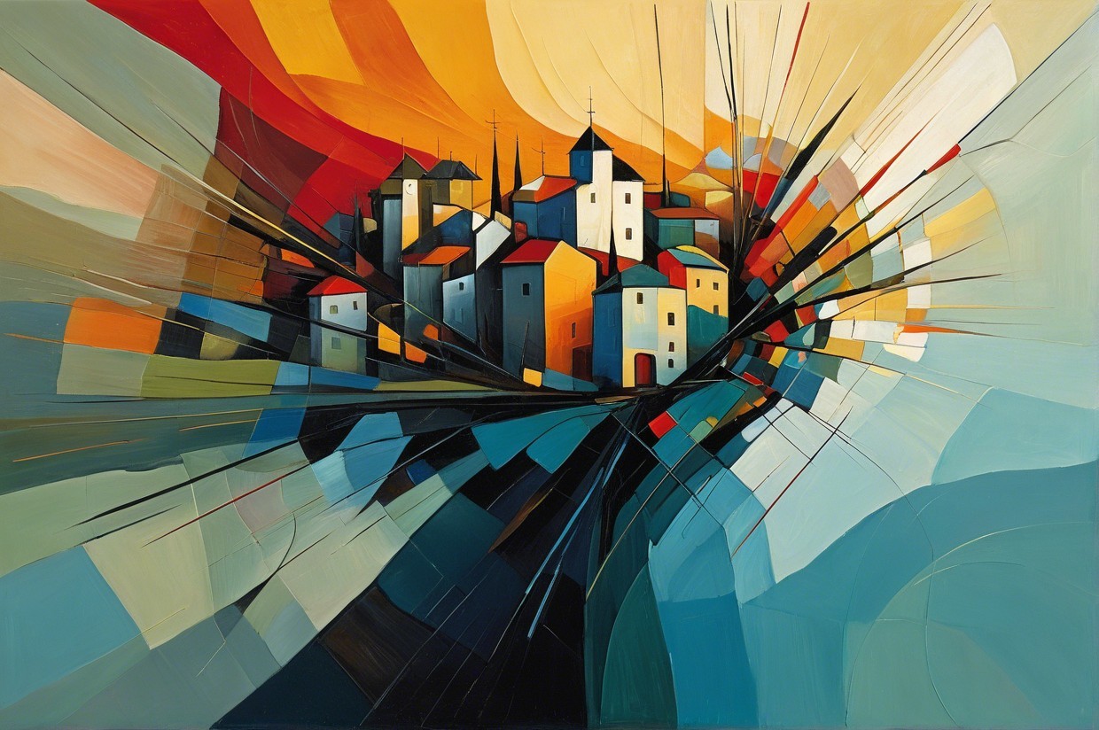 Vibrant Abstract Cityscape with Dynamic Colors