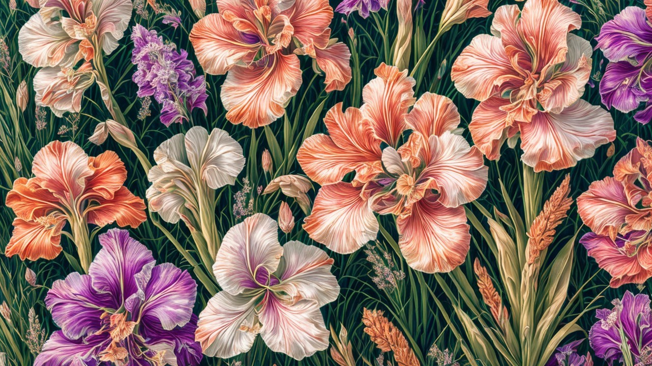 Vibrant Floral Arrangement of Colorful Irises