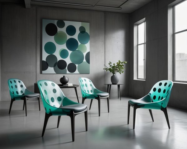 Modern Interior with Teal Chairs and Abstract Art
