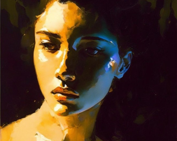 Female Portrait with Bold Light and Shadow Contrasts