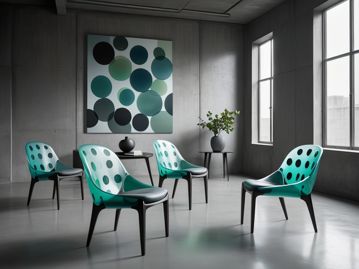 Modern Interior with Teal Chairs and Abstract Art
