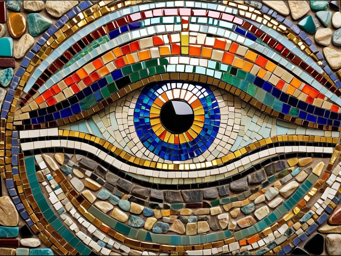 Vibrant Mosaic of an Eye with Colorful Tiles