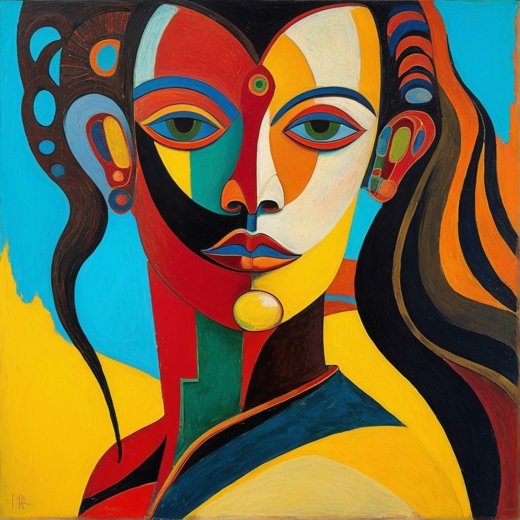 Stylized Portrait of a Woman with Bold Colors