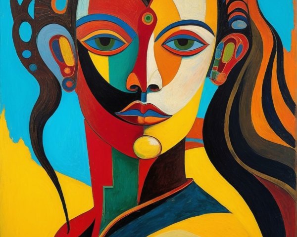 Stylized Portrait of a Woman with Bold Colors