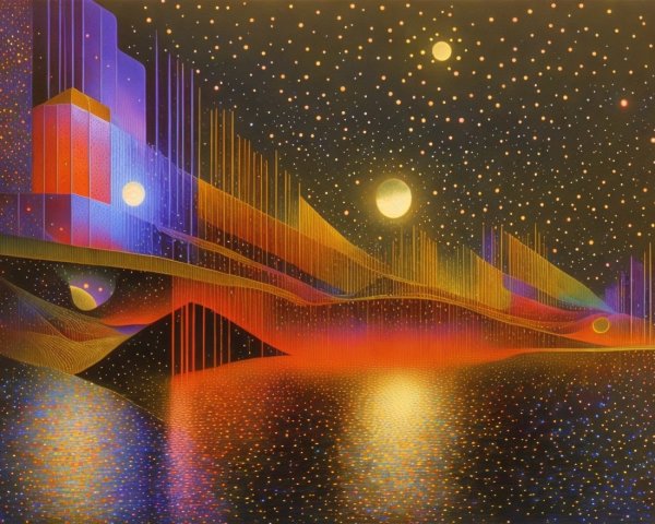 Vibrant Cosmic Landscape with Celestial Bodies