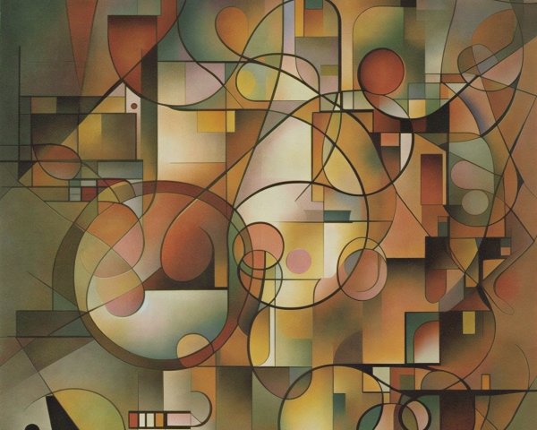 Intricate Geometric Shapes and Vibrant Colors in Artwork