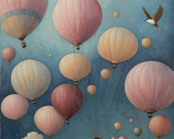 Colorful Hot Air Balloons in a Blue Sky Scene