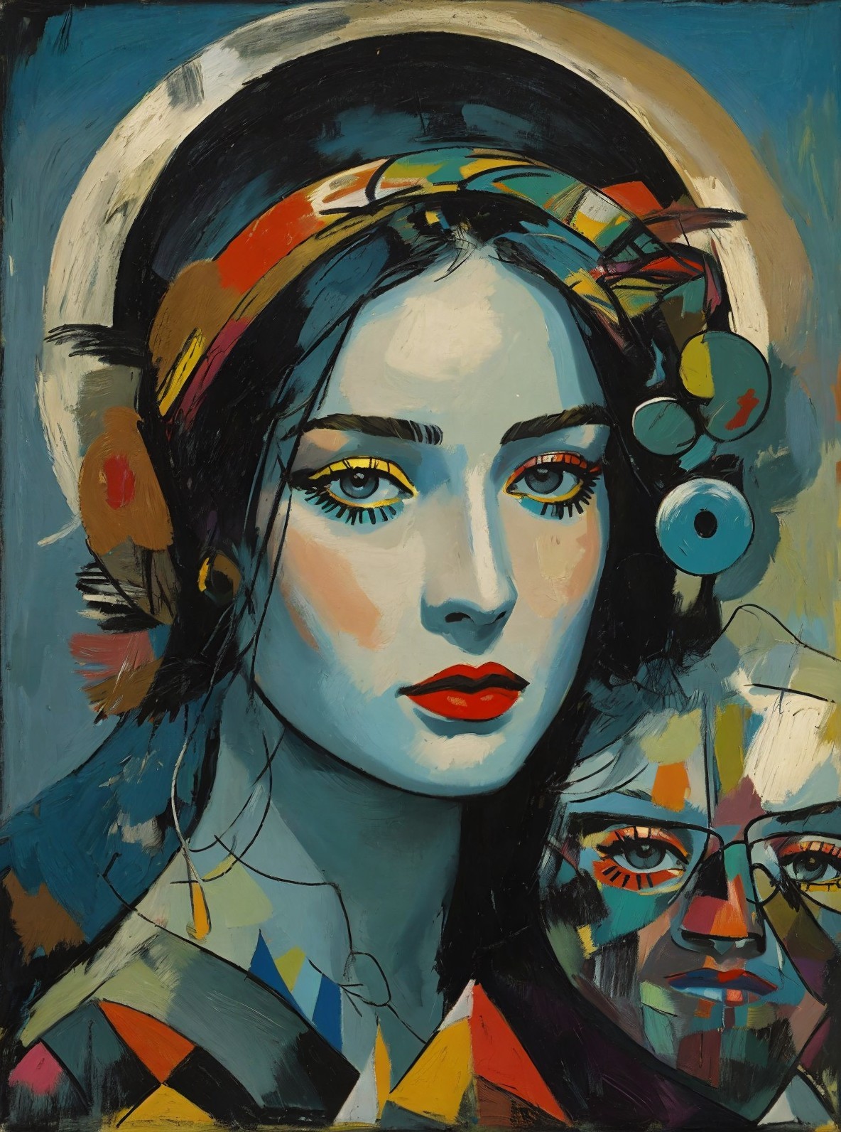 Stylized Digital Painting of a Woman with Unique Features