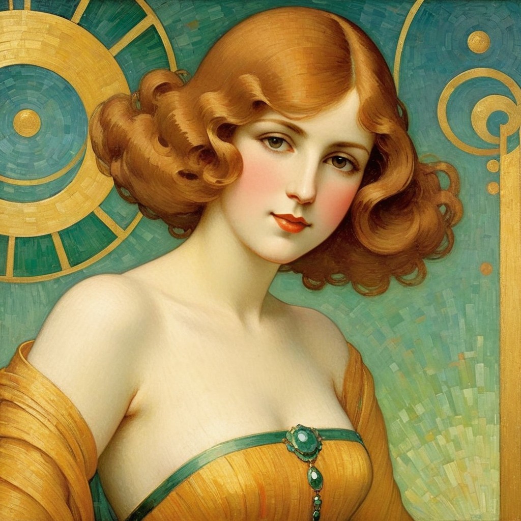 Illustration of a Woman in Yellow Gown with Gemstone