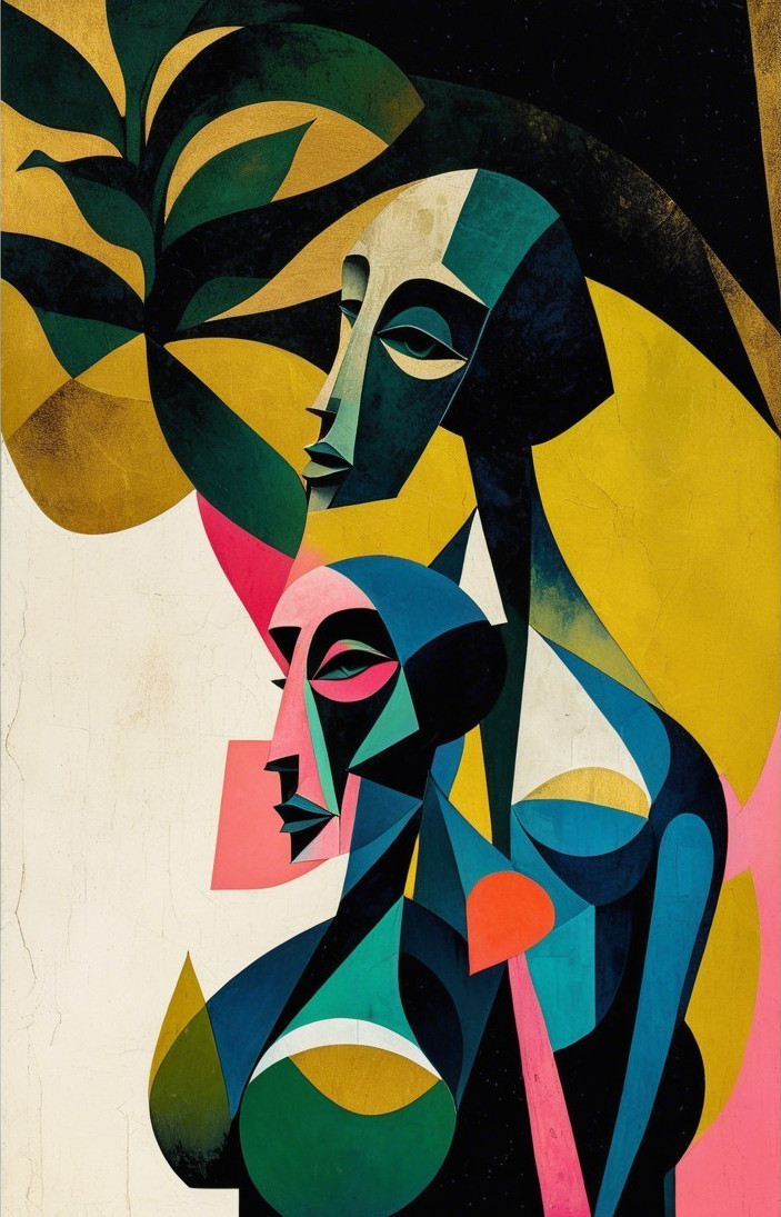 Abstract Figures with Bold Colors and Geometric Shapes